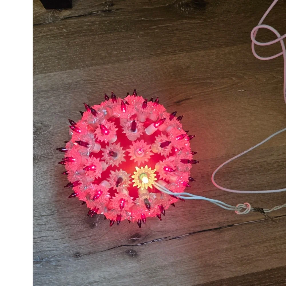 Vintage Style Red Lighted Starlight Sphere Christmas Holiday Decor Star Ball